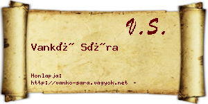 Vankó Sára névjegykártya
